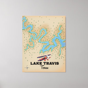 Lienzo Mapa del lago Travis Texas