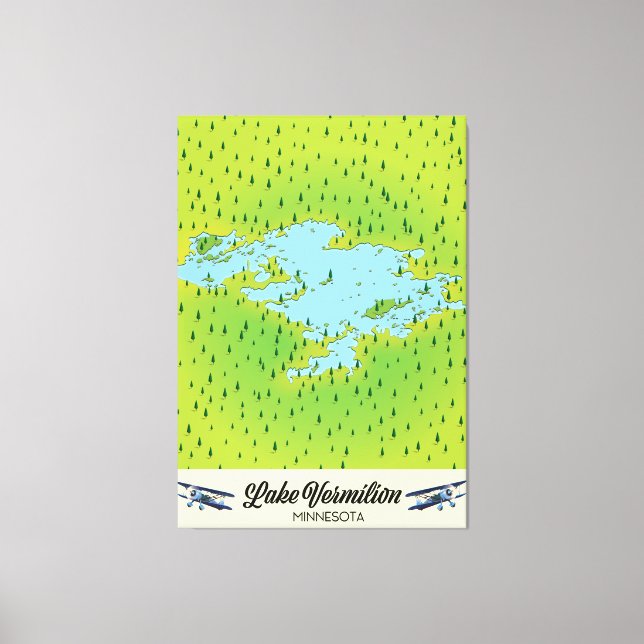 Lienzo Mapa del lago Vermilion Minnesota (Anverso)