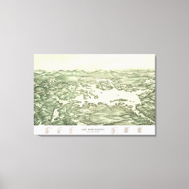 Lienzo Mapa del lago Winnipesaukee de 1903 (Anverso)