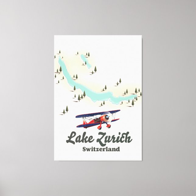 Lienzo mapa del lago Zurich Suiza (Anverso)