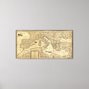 Lienzo Mapa del mar Mediterráneo de Guillaume Sanson