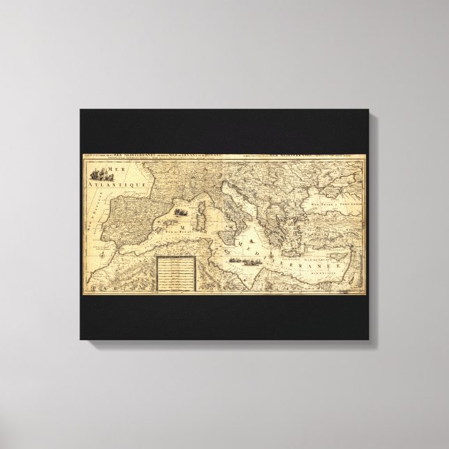 Lienzo Mapa del mar Mediterráneo de Guillaume Sanson (168 (Anverso)