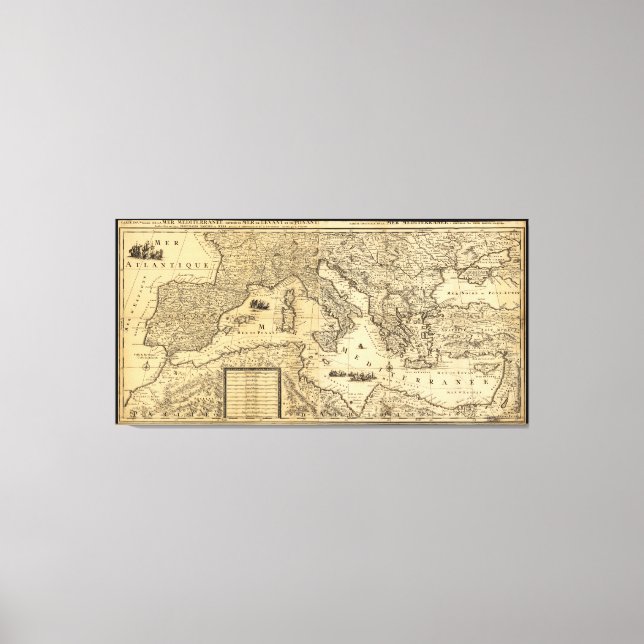 Lienzo Mapa del mar Mediterráneo de Guillaume Sanson (168 (Anverso)