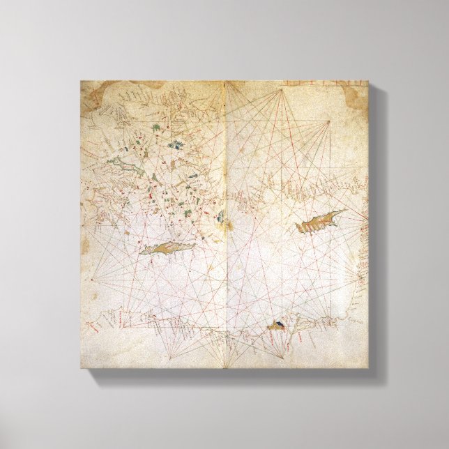 Lienzo Mapa del Mediterráneo oriental (Anverso)