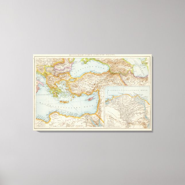 Lienzo Mapa del Mediterráneo Oriental (Anverso)