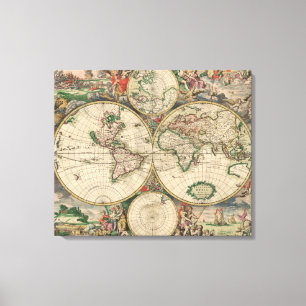 Lienzo Mapa del mundo 1671