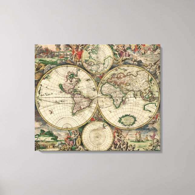 Lienzo Mapa del mundo 1689 - por Gerard Van Schagen (Anverso)