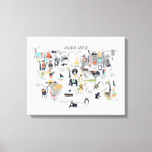 Lienzo Mapa del mundo animal