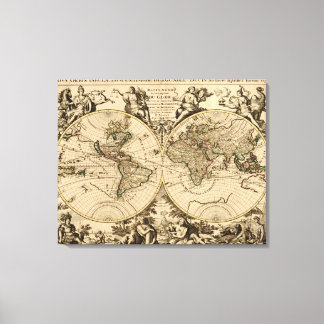 Lienzo Mapa del mundo antiguo, 1694, por Alexis Hubert Ja