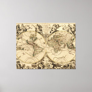 Lienzo Mapa del mundo antiguo, 1694, por Alexis Huberto