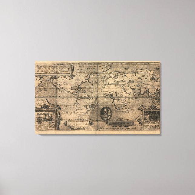 Lienzo Mapa del mundo antiguo de 1581 de Nicola van Sype (Anverso)