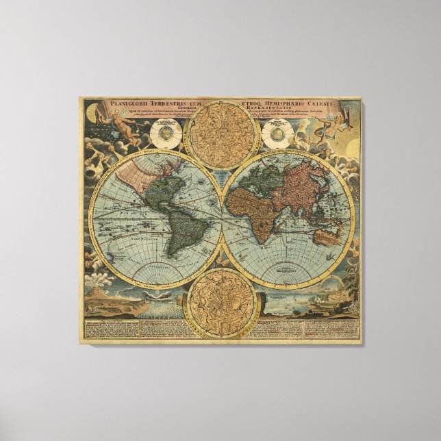 Lienzo Mapa del mundo antiguo de Johann Baptist Homann, 1 (Anverso)