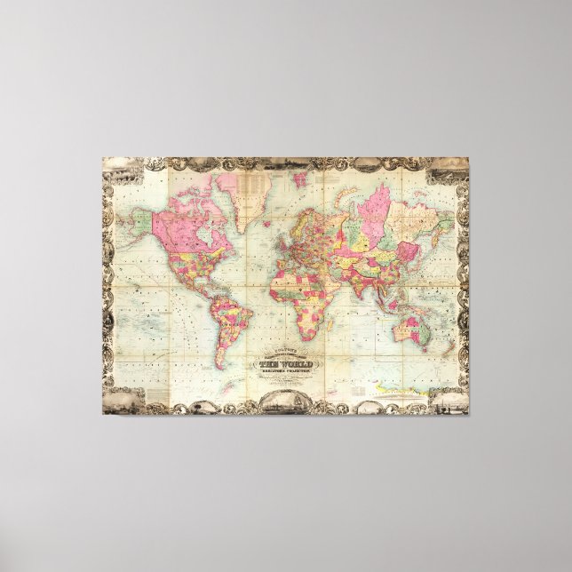 Lienzo Mapa del mundo antiguo de John Colton, alrededor d (Anverso)