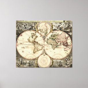 Lienzo Mapa del mundo antiguo de Nicolao Visscher, circa