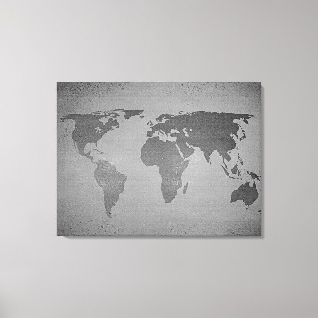 Lienzo Mapa del mundo blanco y negro vintage (Anverso)