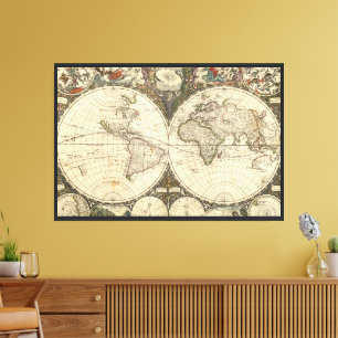 Lienzo Mapa del mundo de 1660 por Frederick de Wit