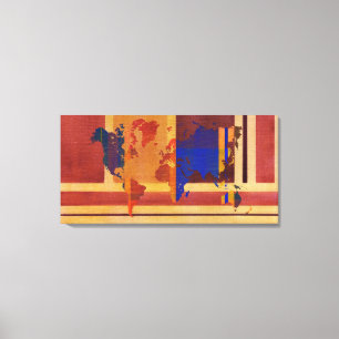 Lienzo Mapa del mundo de cuadradas con líneas