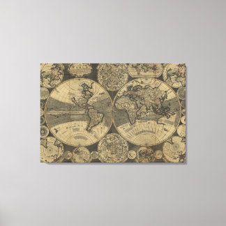 Lienzo Mapa del mundo de la antigua época de 1702 de Geor