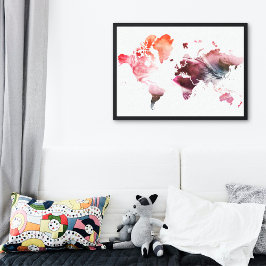Lienzo Mapa del mundo de las acuarelas modernas