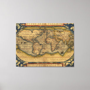 Lienzo Mapa del Mundo de Ortelius 1570: Cartografía Antig