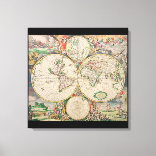 Lienzo Mapa del mundo de viaje clásico vintage