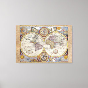 Lienzo Mapa del mundo de viaje vintage clásico