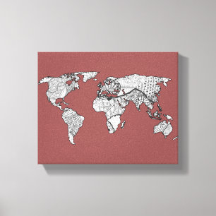 Lienzo Mapa del mundo decorativo Cualquier color