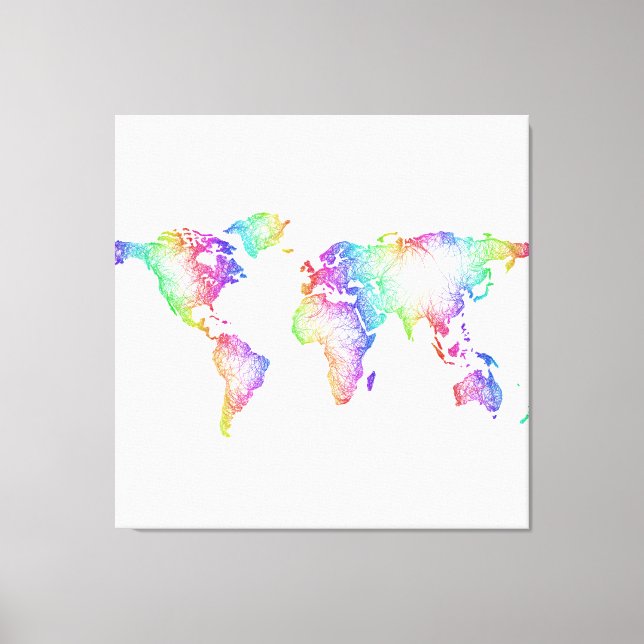 Lienzo Mapa del mundo del arco iris (Anverso)