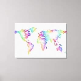 Lienzo Mapa del mundo del arco iris