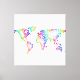 Lienzo Mapa del mundo del arco iris