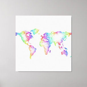Lienzo Mapa del mundo del arco iris