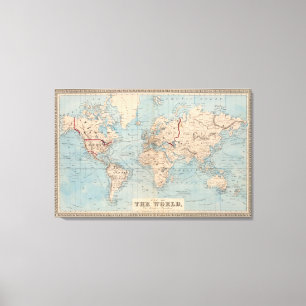 Lienzo Mapa del mundo en la proyección de Mercator