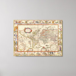 Lienzo Mapa del mundo medieval (por Willem Blaeu)