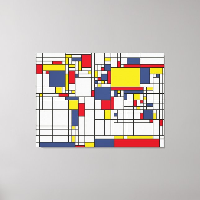 Lienzo Mapa del mundo Resumen del estilo de Mondrian (Anverso)