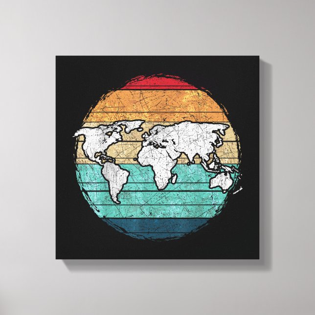Lienzo Mapa del mundo retro (Anverso)