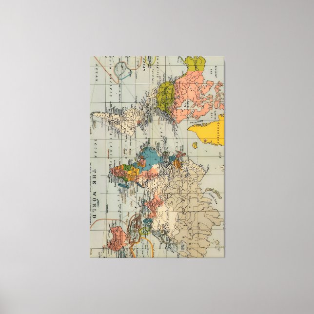 Lienzo mapa del mundo vintage (Anverso)