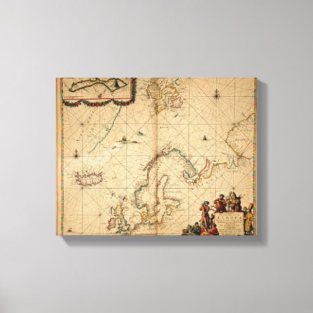 Lienzo Mapa del norte de Europa (Anverso)