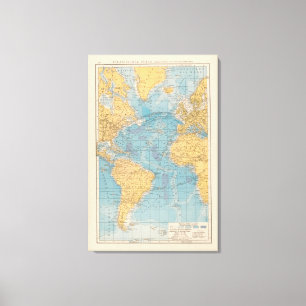 Lienzo Mapa del Océano Atlántico