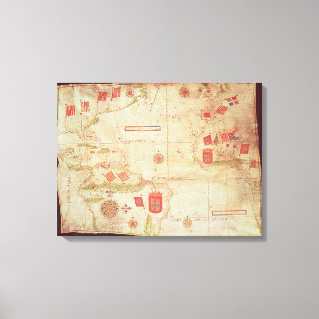 Lienzo Mapa del Océano Atlántico, c.1550 (Anverso)