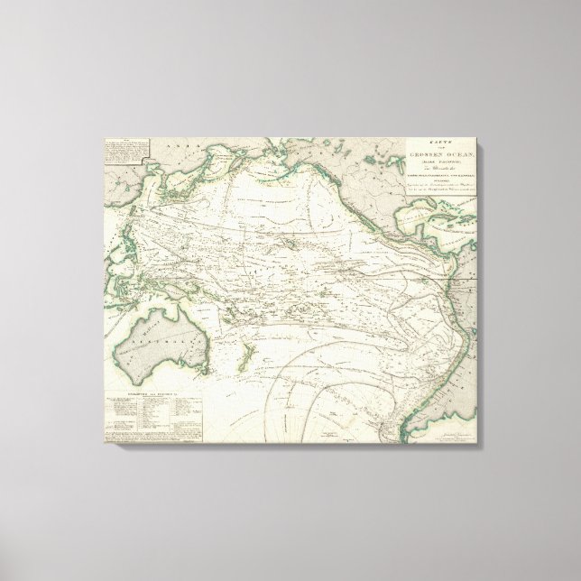 Lienzo Mapa del Océano Pacífico (Anverso)