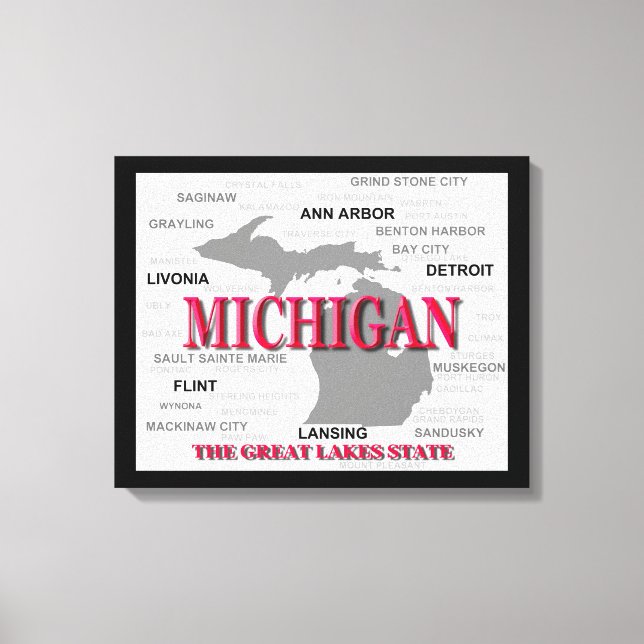 Lienzo Mapa del Orgullo del Estado de Michigan (Anverso)