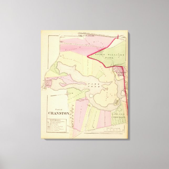Lienzo Mapa del parque Atlas Park Pond Roger Williams (Anverso)