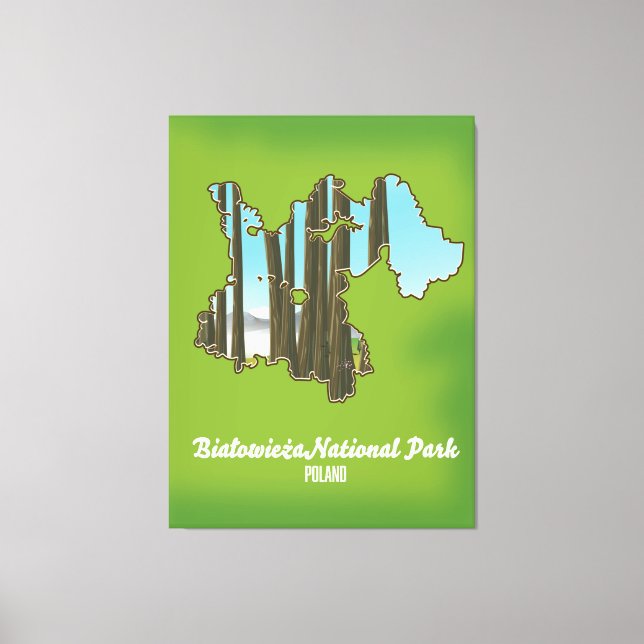 Lienzo mapa del parque nacional de Białowieża polonia (Anverso)