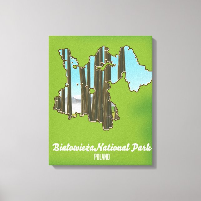 Lienzo mapa del parque nacional de Białowieża polonia (Anverso)