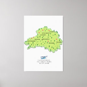 Lienzo Mapa del Parque Nacional de Cairngorms