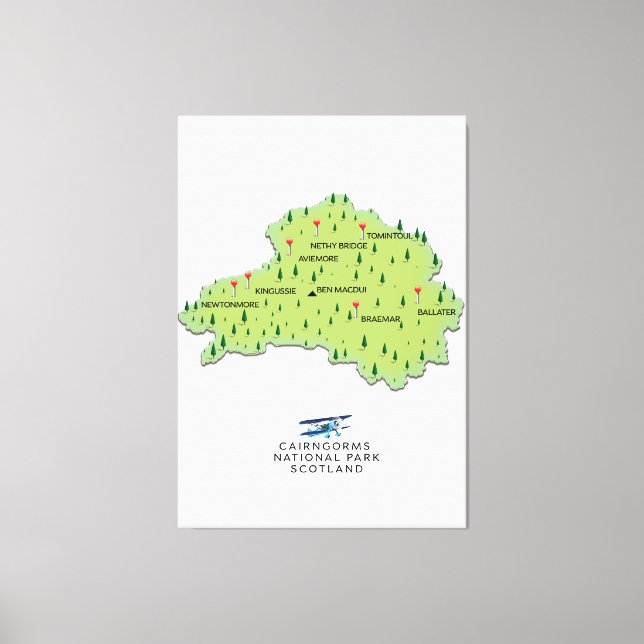 Lienzo Mapa del Parque Nacional de Cairngorms (Anverso)