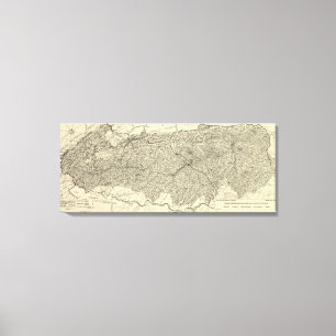 Lienzo Mapa del parque nacional de Great Smoky Mountains