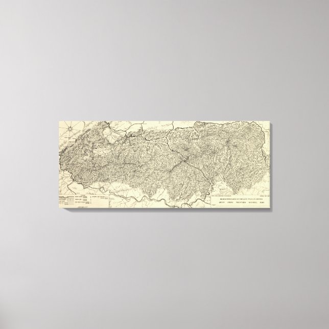 Lienzo Mapa del Parque Nacional de las Grandes Montañas A (Anverso)