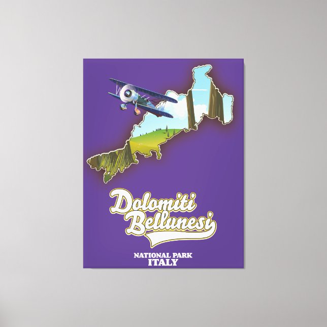 Lienzo mapa del parque nacional dolomiti bellunesi italia (Anverso)