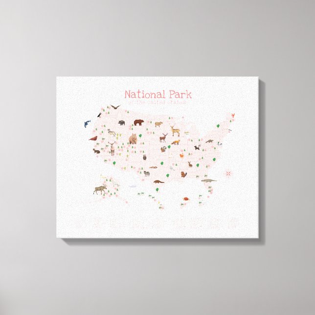 Lienzo Mapa del Parque Nacional Rosa Nursera de Woodland (Anverso)